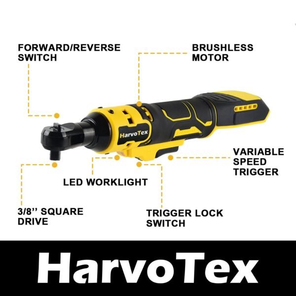 20V Cordless Ratchet Wrench 3/8" , 65 Ft-lbs 500 RPM Power Electric Ratchet Driver for Dewalt 20V Battery    DCB204 DCB205 DCB206 DCB203 DCB201 DCB207 DCB180 DCB181(No Battery) - Image 2