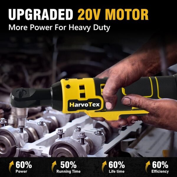20V Cordless Ratchet Wrench 3/8" , 65 Ft-lbs 500 RPM Power Electric Ratchet Driver for Dewalt 20V Battery    DCB204 DCB205 DCB206 DCB203 DCB201 DCB207 DCB180 DCB181(No Battery) - Image 4