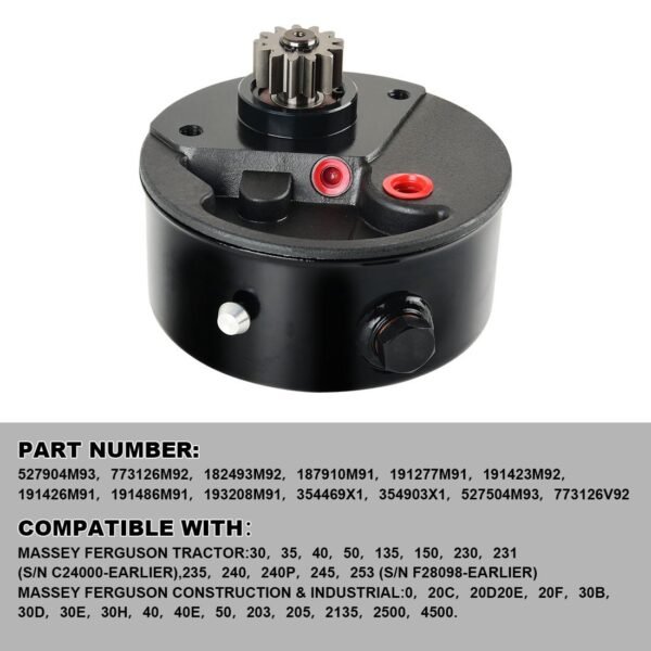 Power Steering Pump 773126M92 527904M93 182493M92 187910M91 191277M91，Compatible with：Massey Ferguson Tractor 30,35,40,50,135,150,230 - Image 3