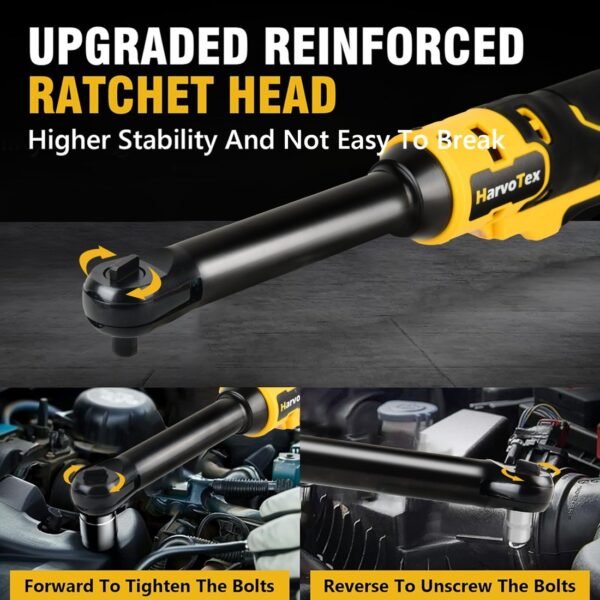 3/8" Cordless Ratchet Wrench 6 inch Extended Head, 65 Ft-lbs 500 RPM Power Electric Ratchet Driver for     Dewalt 20V Battery DCB204 DCB205 DCB206 DCB203 DCB201 DCB207(No Battery) - Image 3