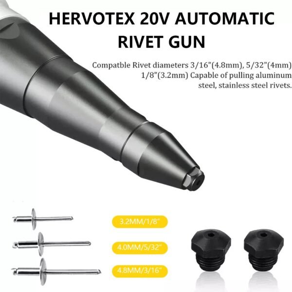 Cordless Brushless Rivet Gun for for Dewalt 20v Battery, Blind Riveter Tool(Battery Not Included) - Image 4