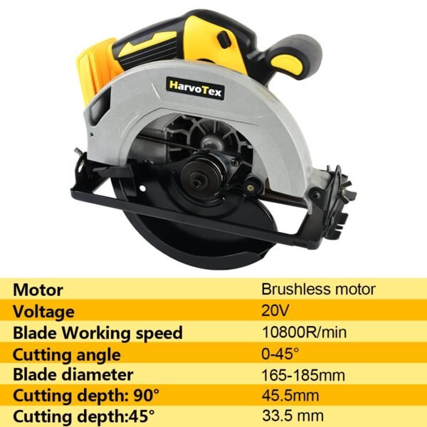 Brushless circular saw Suitable for 20V Dewalt battery 7 inch manual circular saw - Image 3