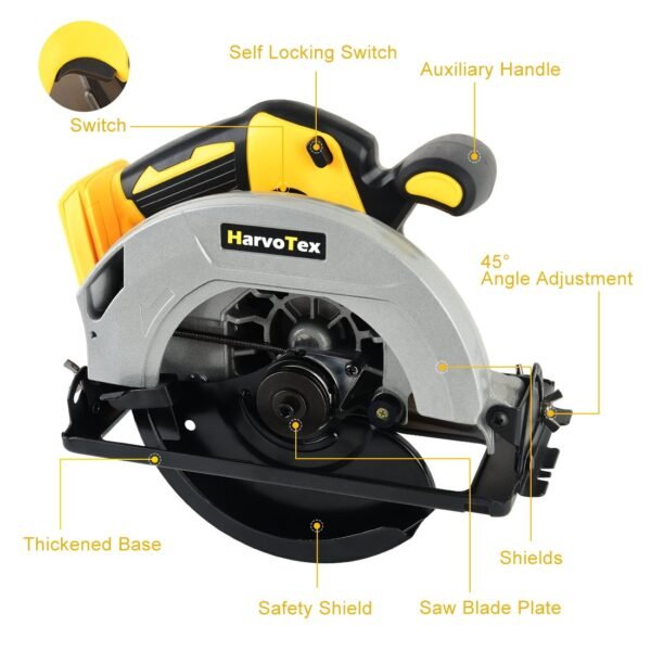 Brushless circular saw Suitable for 20V Dewalt battery 7 inch manual circular saw - Image 5