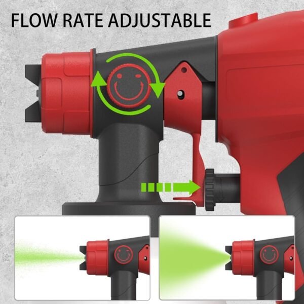 Electric Cordless Paint Spray Gun for Milwaukee 18V-21V Battery, Portable Paint Sprayer House Painter with Brushless Motor （No Battery） - Image 8