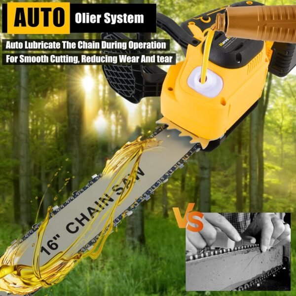 16'' 2200w Compact Chainsaw for Dewalt 20v Battery, Brushless Portable Electric    Chainsa with Automatic Oiler , For Farming Tree Limbs, Garden Pruning, Bonsai Trunk, and Firewood  (No Battery) - Image 3