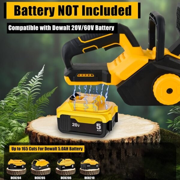 16'' 2200w Compact Chainsaw for Dewalt 20v Battery, Brushless Portable Electric    Chainsa with Automatic Oiler , For Farming Tree Limbs, Garden Pruning, Bonsai Trunk, and Firewood  (No Battery) - Image 5