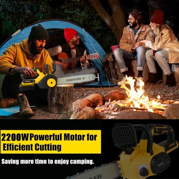 16'' 2200w Compact Chainsaw for Dewalt 20v Battery, Brushless Portable Electric    Chainsa with Automatic Oiler , For Farming Tree Limbs, Garden Pruning, Bonsai Trunk, and Firewood  (No Battery) - Image 6
