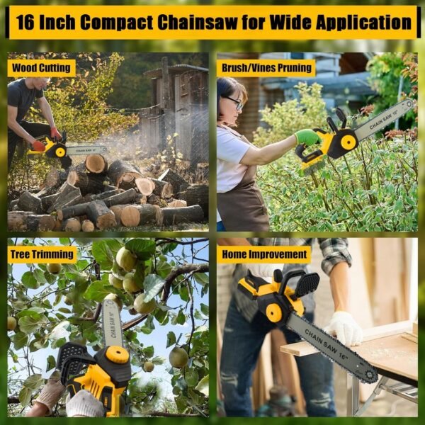16'' 2200w Compact Chainsaw for Dewalt 20v Battery, Brushless Portable Electric    Chainsa with Automatic Oiler , For Farming Tree Limbs, Garden Pruning, Bonsai Trunk, and Firewood  (No Battery) - Image 9