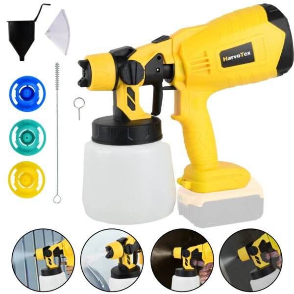Electric Cordless Paint Spray Gun for Dewalt 20v Battery, Portable Paint Sprayer House Painter with Brushless Motor（No Battery）