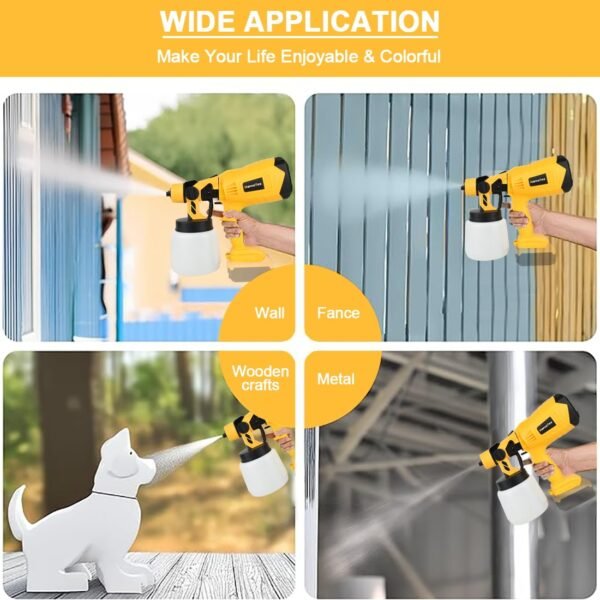 Electric Cordless Paint Spray Gun for Dewalt 20v Battery, Portable Paint Sprayer House Painter with Brushless Motor（No Battery） - Image 9