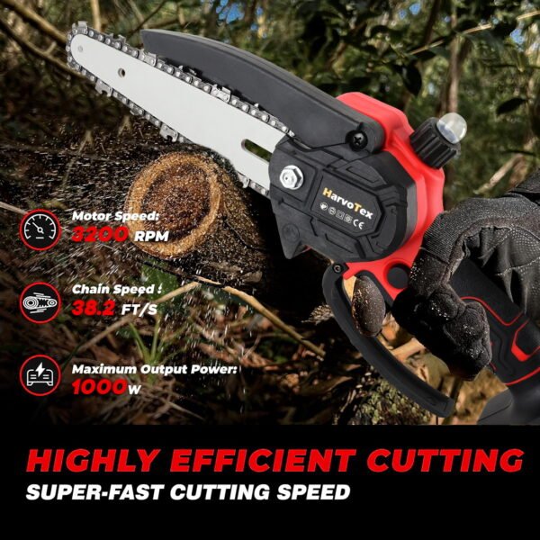 6'' 1000w Mini Chainsaw for Milwaukee M18 Battery, One-Hand Portable Mini Electric Chainsaw with Automatic   Oiler , For Farming Tree Limbs, Garden Pruning, Bonsai Trunk, and Firewood(No Battery) - Image 3