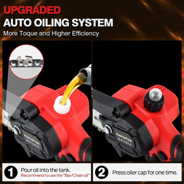 6'' 1000w Mini Chainsaw for Milwaukee M18 Battery, One-Hand Portable Mini Electric Chainsaw with Automatic   Oiler , For Farming Tree Limbs, Garden Pruning, Bonsai Trunk, and Firewood(No Battery) - Image 7