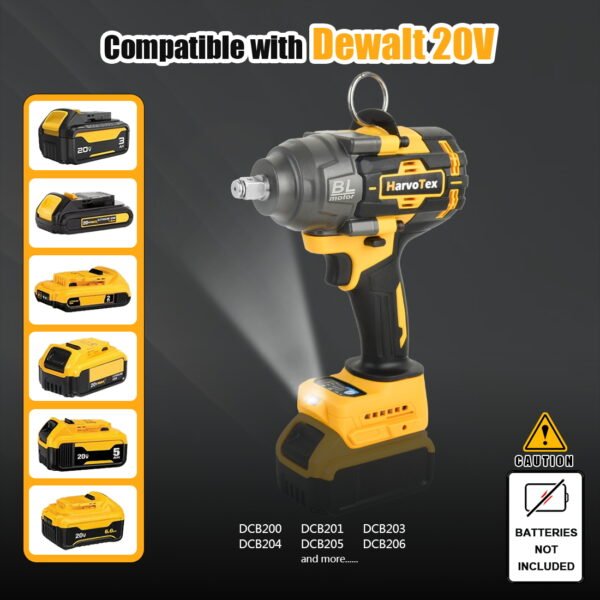 20V Cordless Tools Multifunction 1/2"  Brushless Electric Impact Wrench Torque 1500N.m for Dewalt 20V Battery (No Battery) - Image 6