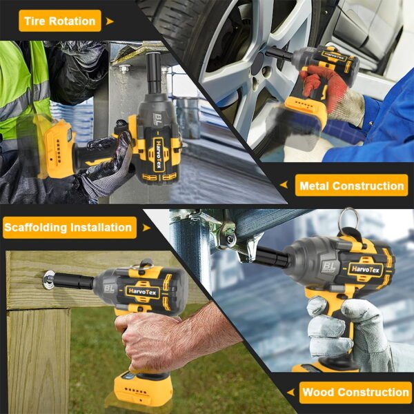20V Cordless Tools Multifunction 1/2"  Brushless Electric Impact Wrench Torque 1500N.m for Dewalt 20V Battery (No Battery) - Image 9