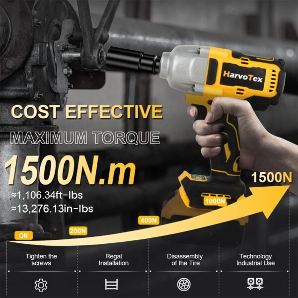 20V Cordless Tools Multifunction 1/2"  Brushless Electric Impact Wrench Torque 1000N.m for Dewalt 20V Battery (No Battery) - Image 2