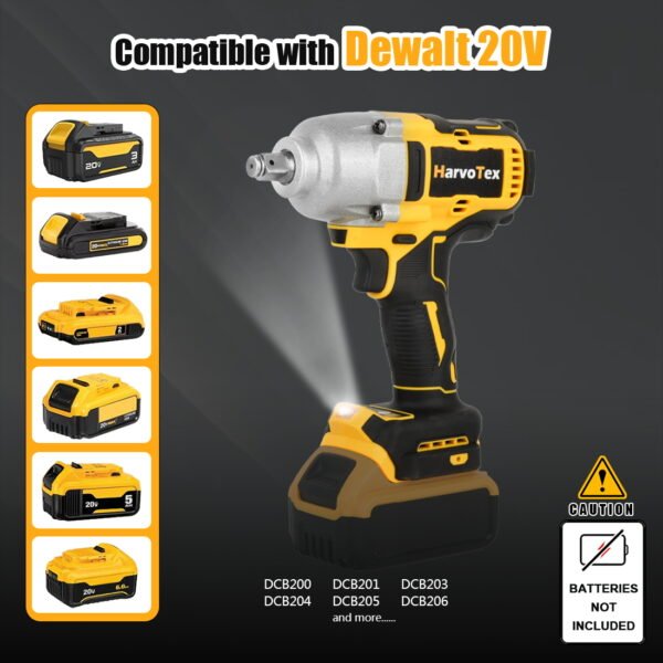 20V Cordless Tools Multifunction 1/2"  Brushless Electric Impact Wrench Torque 1000N.m for Dewalt 20V Battery (No Battery) - Image 3