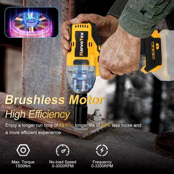 20V Cordless Tools Multifunction 1/2"  Brushless Electric Impact Wrench Torque 1000N.m for Dewalt 20V Battery (No Battery) - Image 5